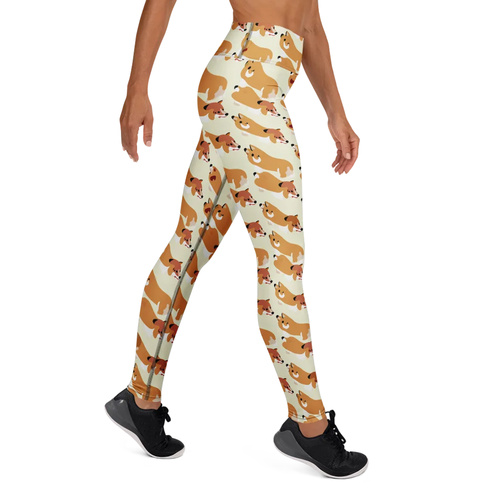 Butterscotch Pups on Yoga Leggings — Right