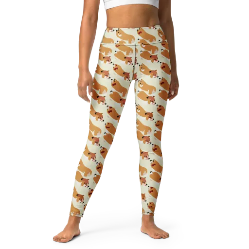 Butterscotch Pups on a Yoga Leggings