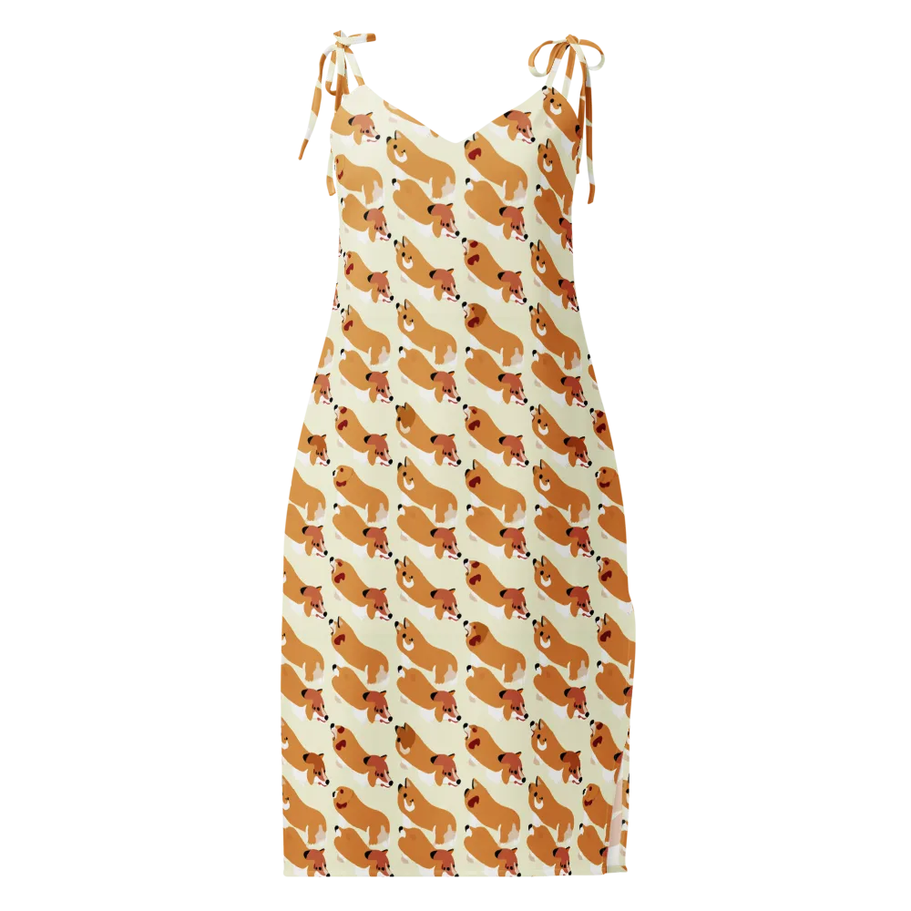 Butterscotch Pups on Slip Dress — Front