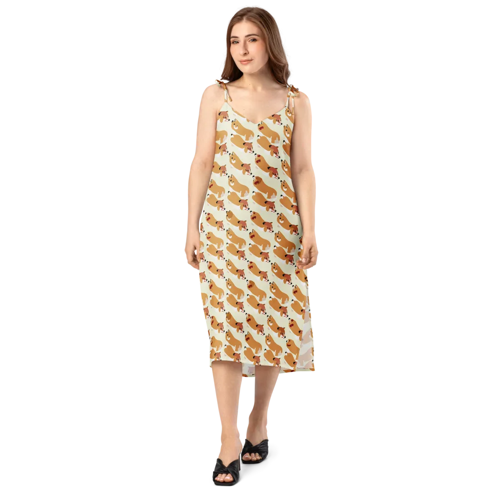 Butterscotch Pups on Slip Dress — Front