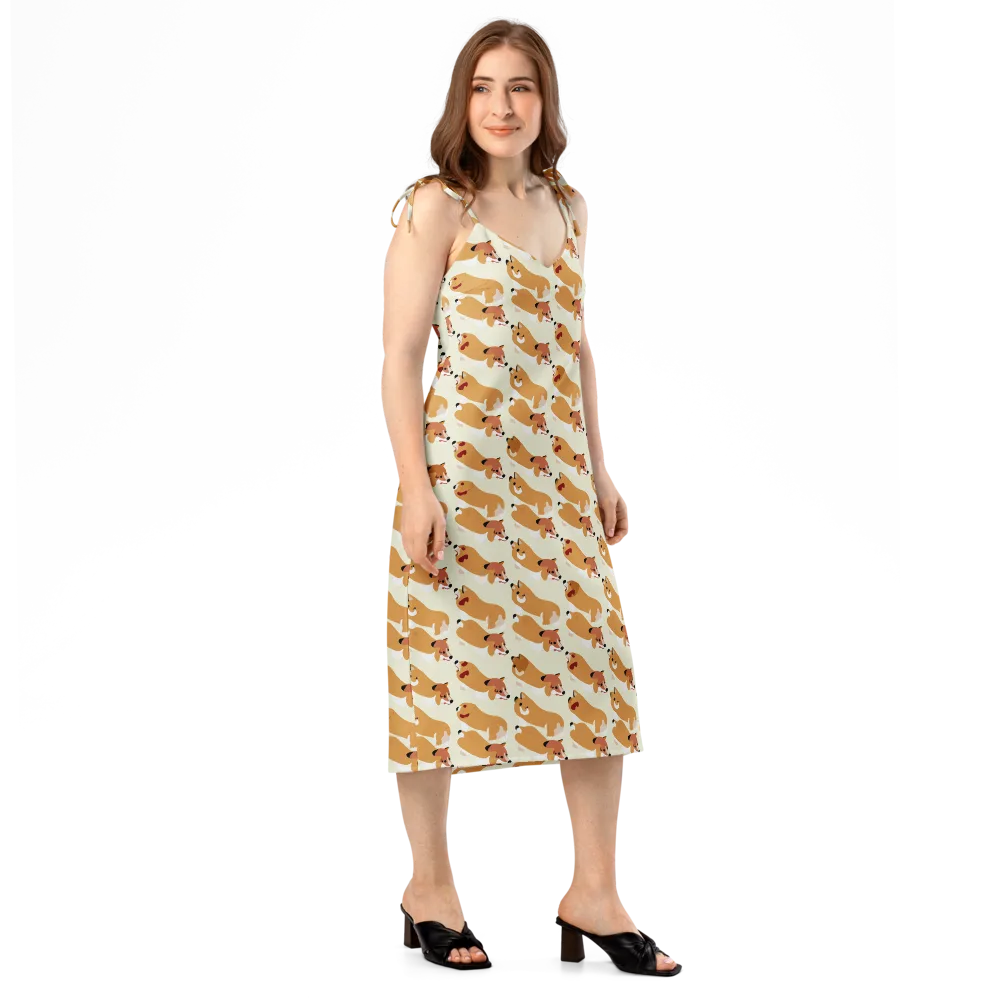 Butterscotch Pups on Slip Dress — Right Front