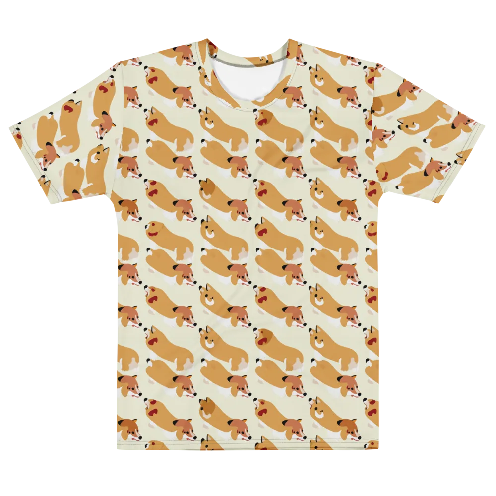 Butterscotch Pups on Men's Cotton Crew Neck T-Shirt — Front