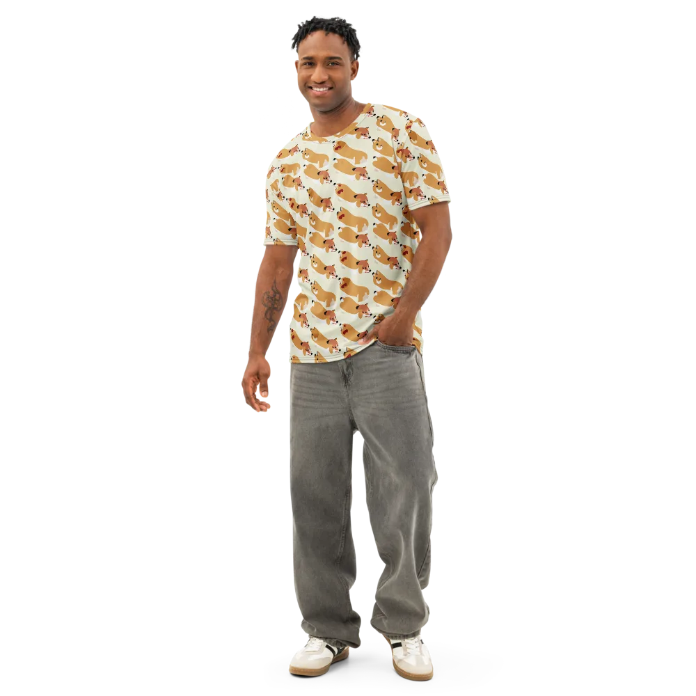 Butterscotch Pups on Men's Cotton Crew Neck T-Shirt — Front