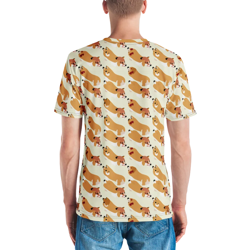 Butterscotch Pups on Men's Crew Neck T-Shirt — Back