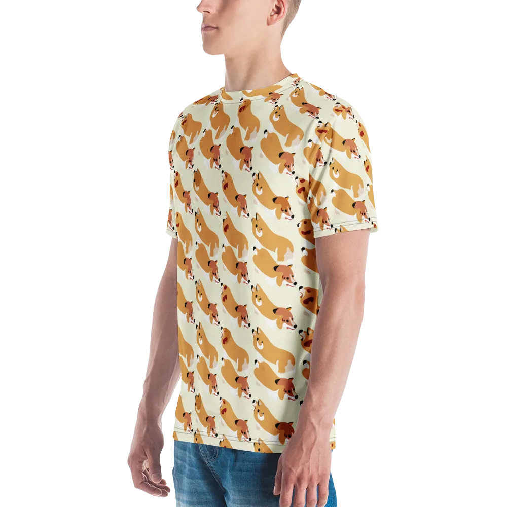 Butterscotch Pups on Men's Crew Neck T-Shirt — Left