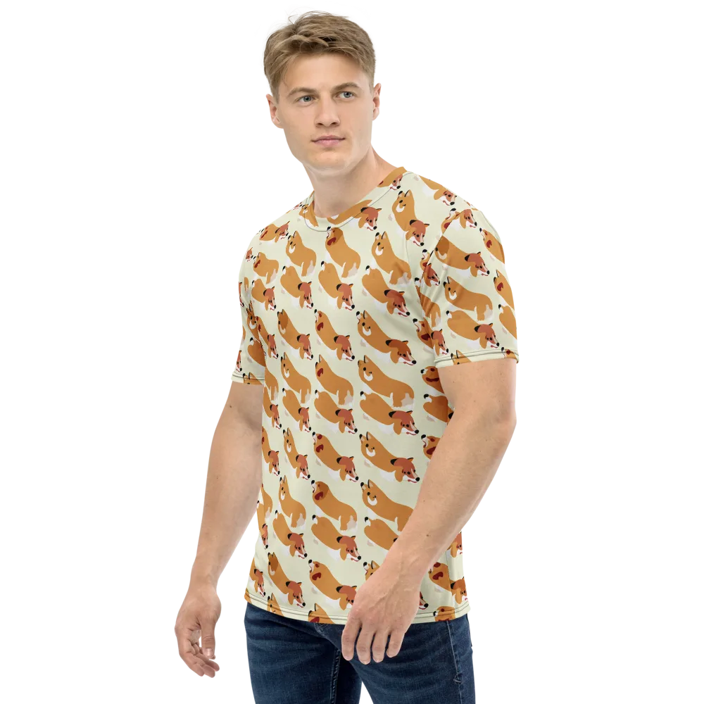 Butterscotch Pups on Men's Crew Neck T-Shirt — Left