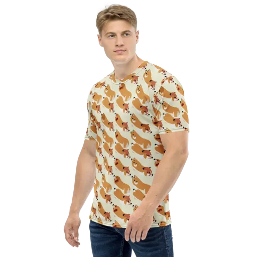 Butterscotch Pups on a Men's Crew Neck T-Shirt
