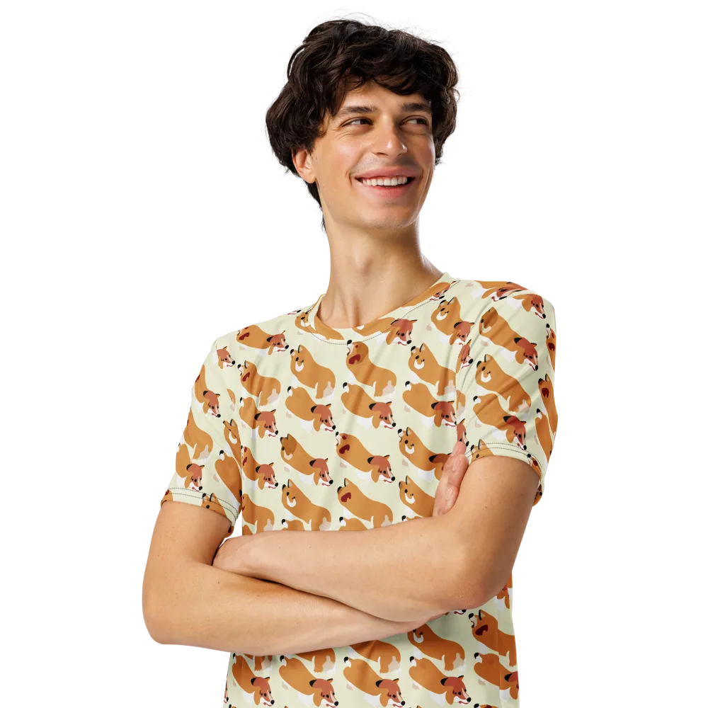 Butterscotch Pups on Men's Crew Neck T-Shirt — Left Front