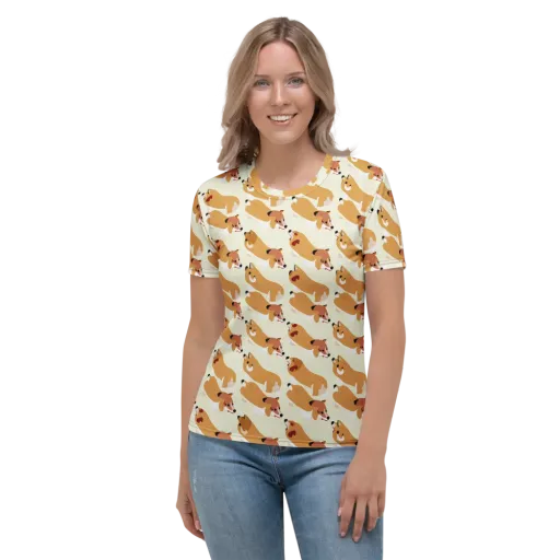 Butterscotch Pups on a Women's Crew Neck T-Shirt