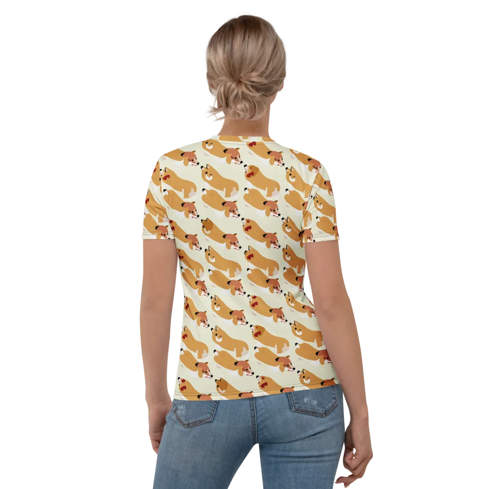 Butterscotch Pups on Women's Crew Neck T-Shirt — Back