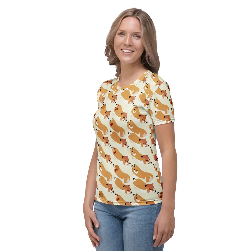 Butterscotch Pups on Women's Crew Neck T-Shirt — Left