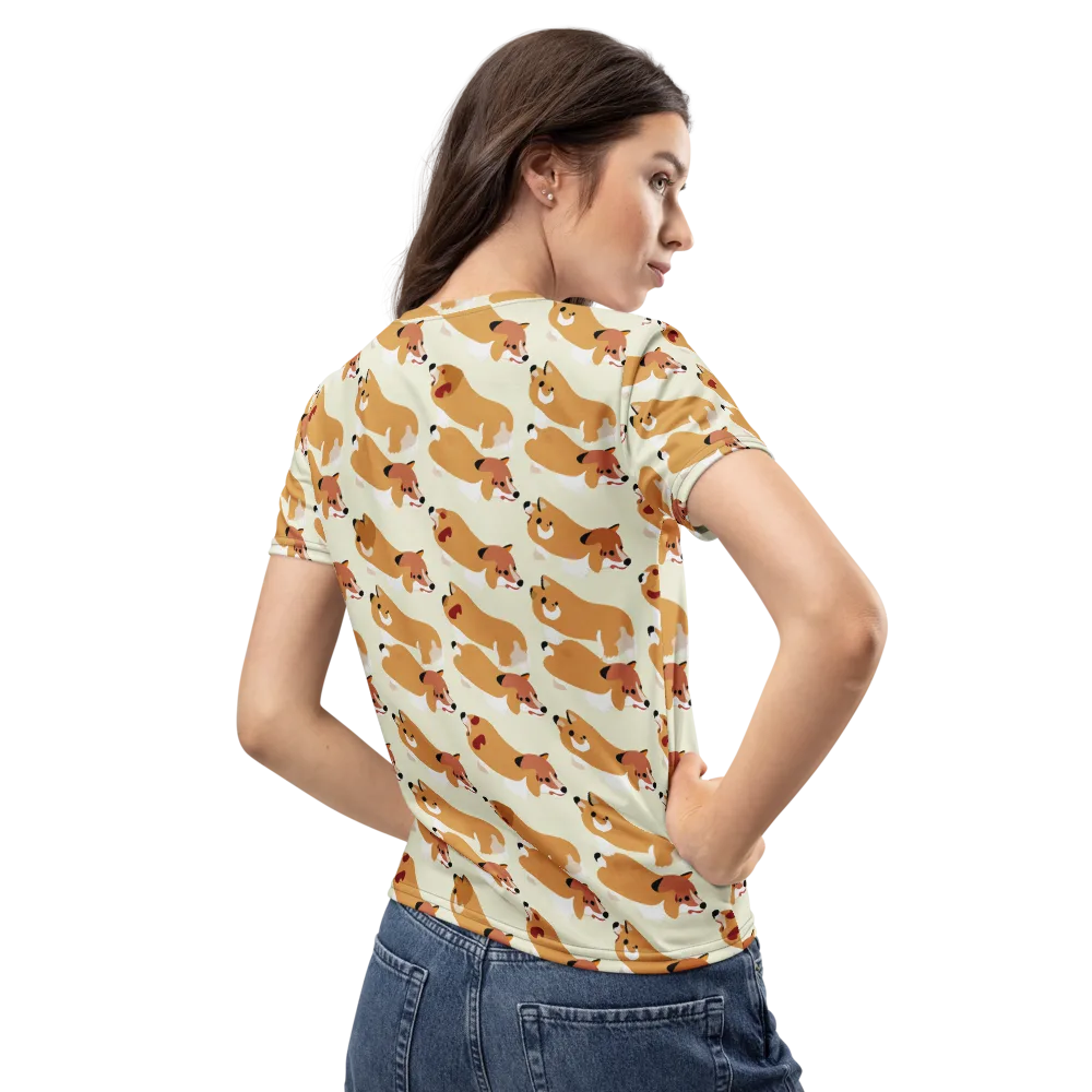 Butterscotch Pups on Women's Crew Neck T-Shirt — Back