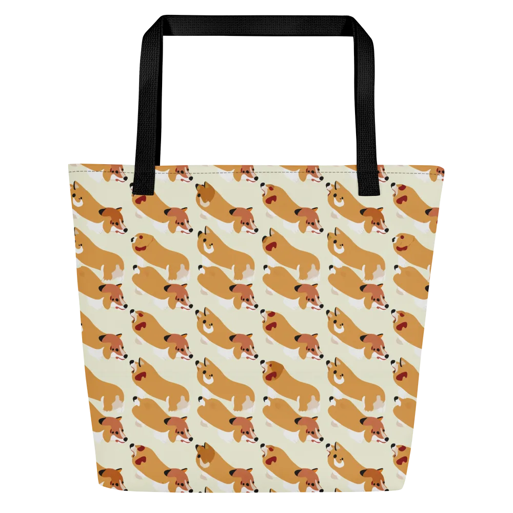 Butterscotch Pups on Large Tote Bag W/ Pocket — Front