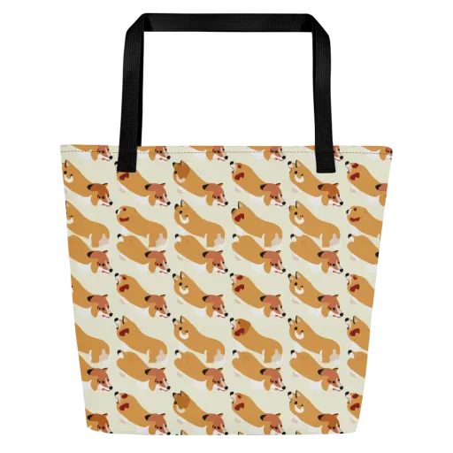 Butterscotch Pups on a Large Tote Bag W/ Pocket
