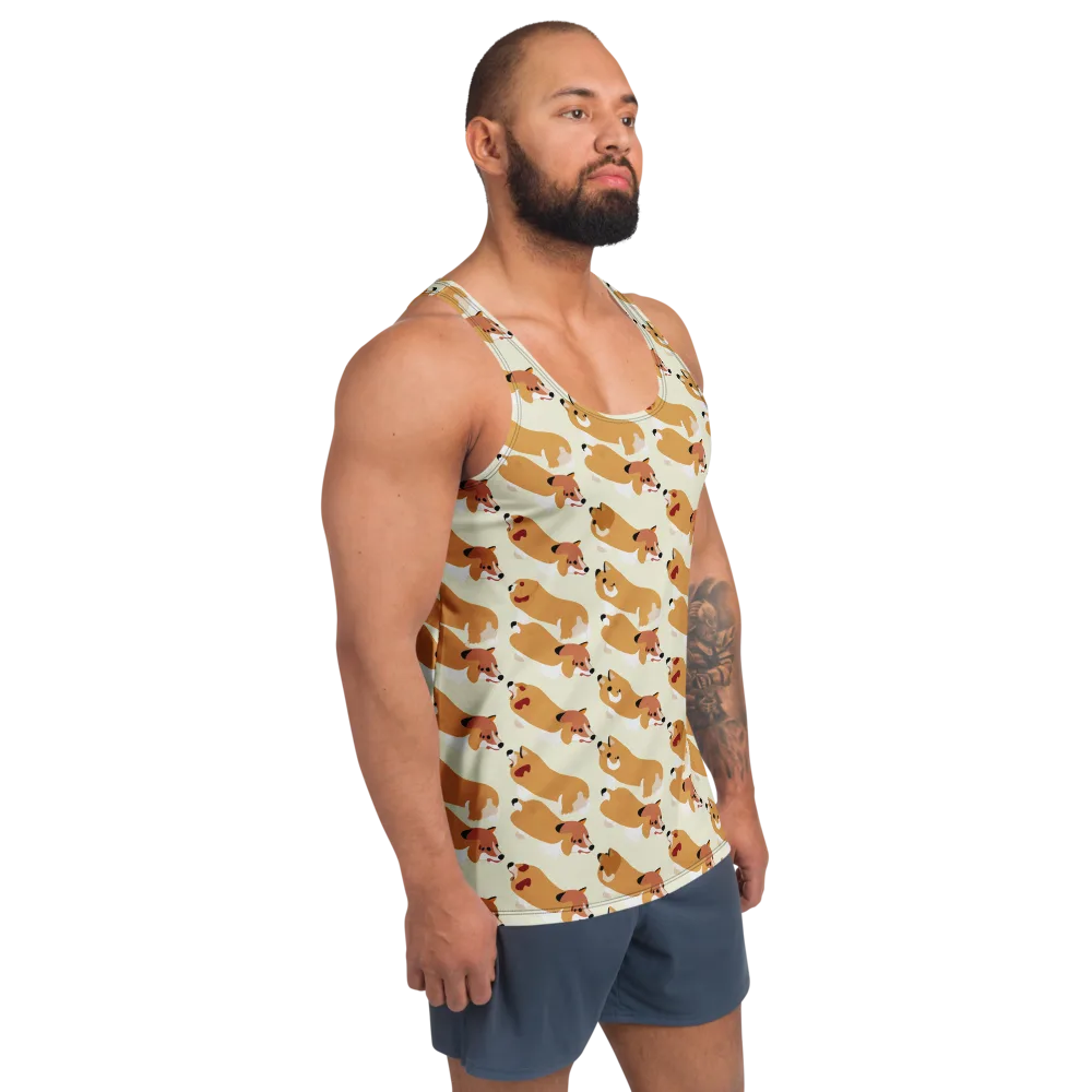 Butterscotch Pups on Men's Tank Top — Right Front