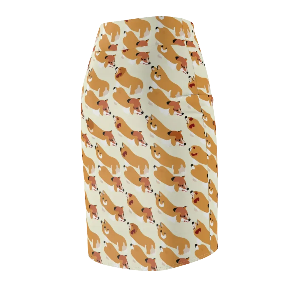 Butterscotch Pups on Pencil Skirt — Back Side