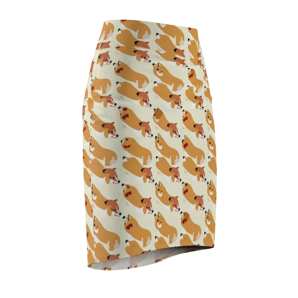 Butterscotch Pups on Pencil Skirt — Front Side
