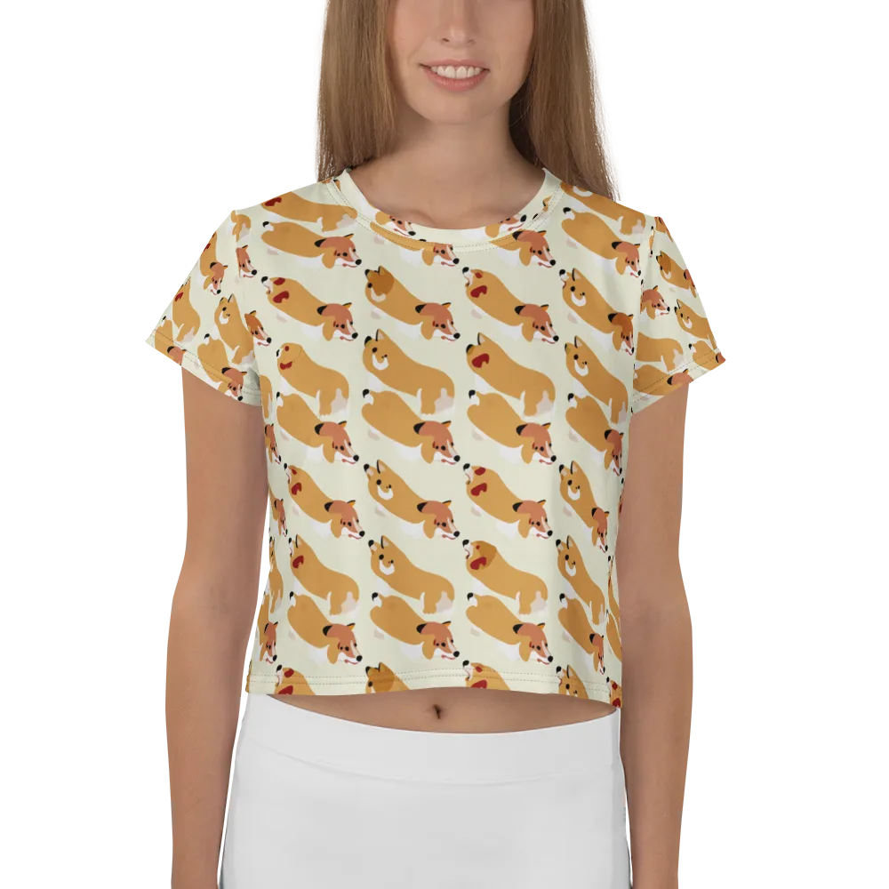 Butterscotch Pups on Crop Tee — Front