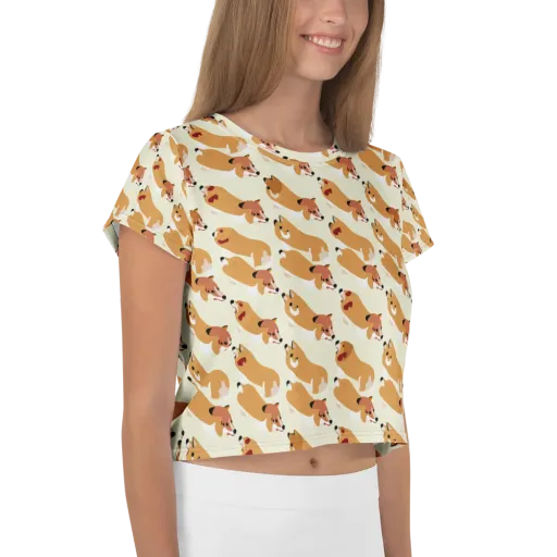 Butterscotch Pups on a Crop Tee