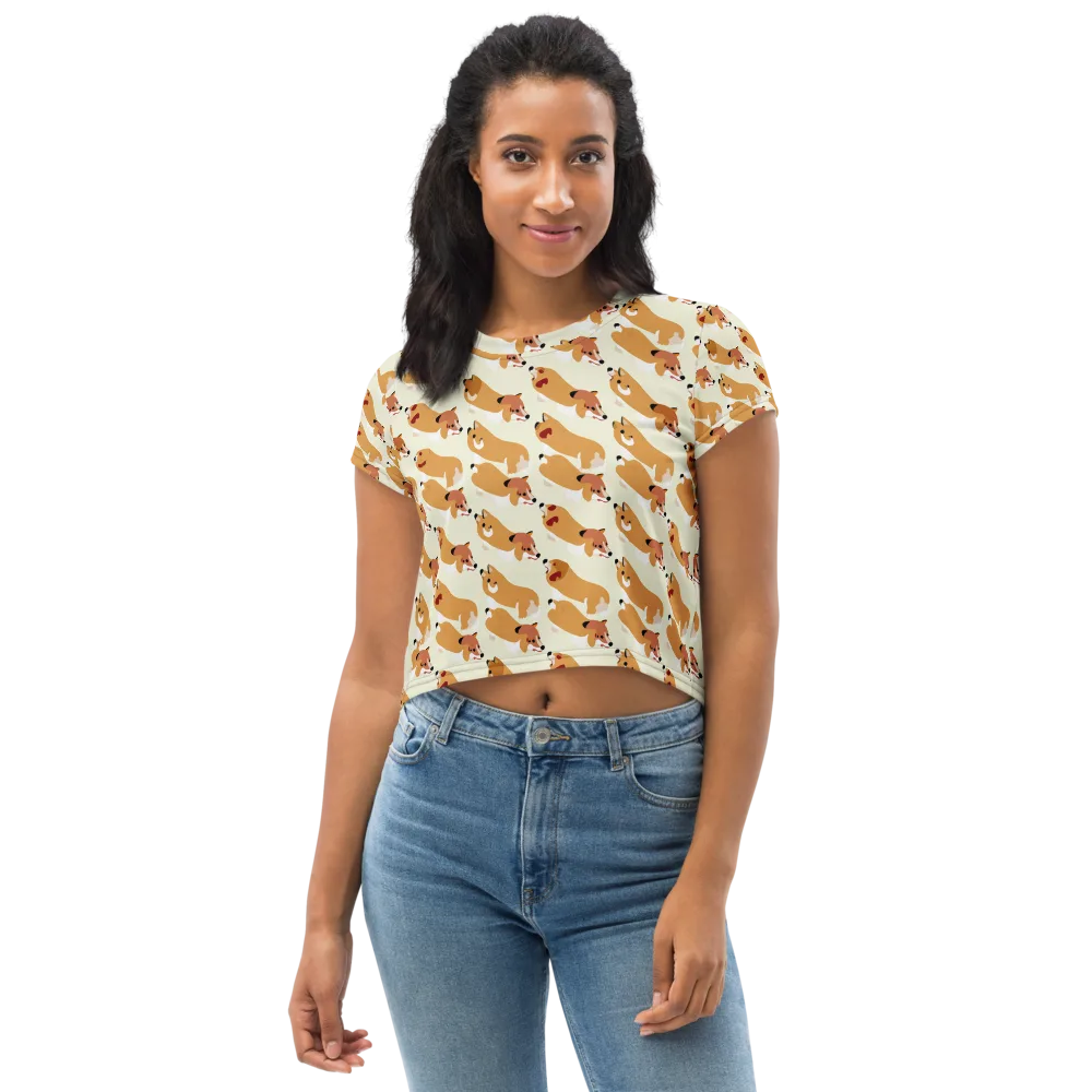Butterscotch Pups on Crop Tee — Front