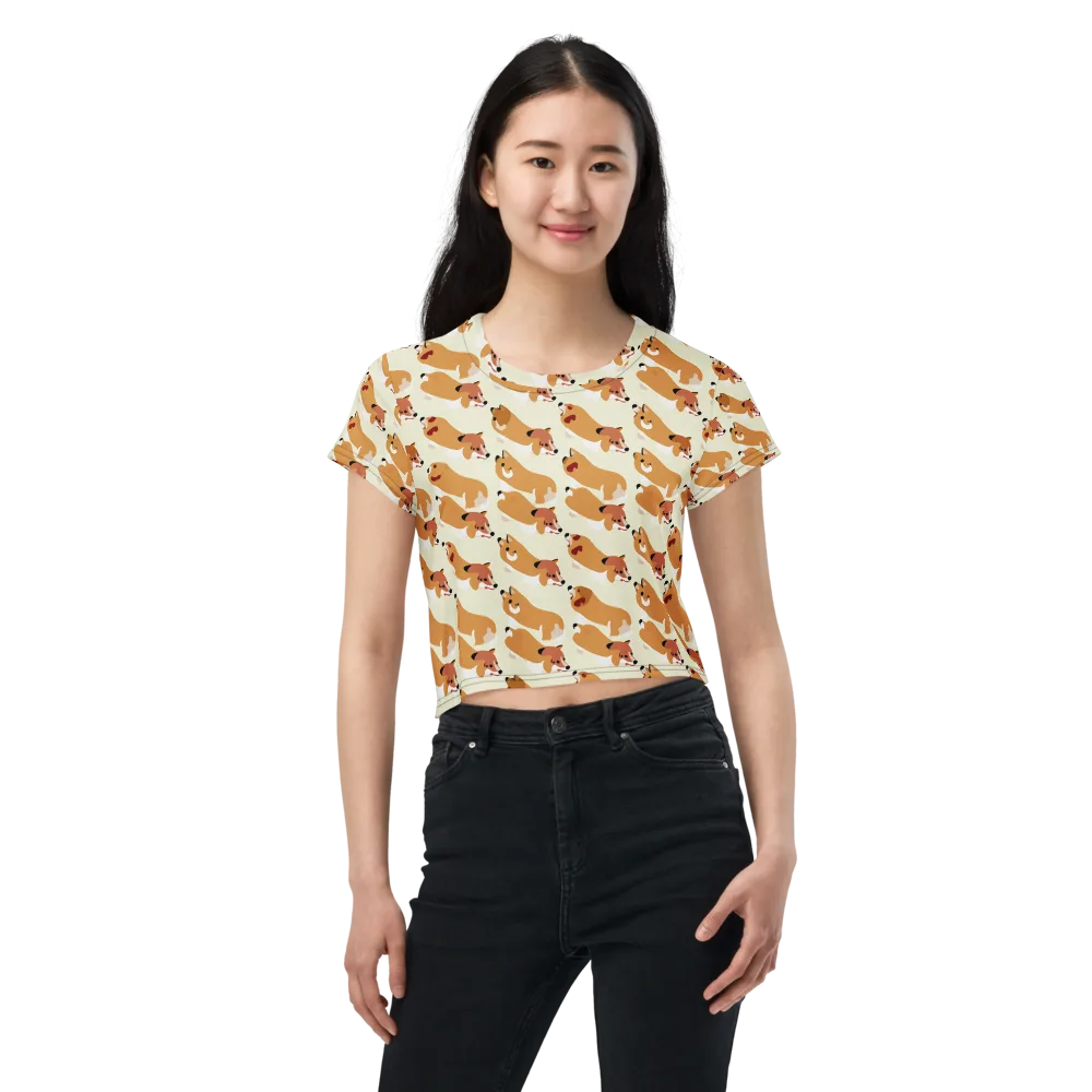 Butterscotch Pups on Crop Tee — Front