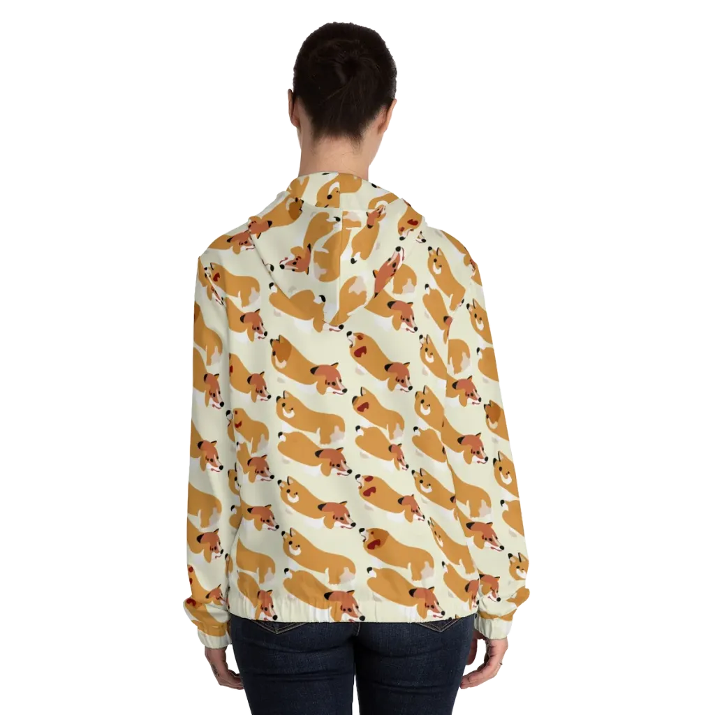 Butterscotch Pups on Women's Full-Zip Hoodie — Back On Person