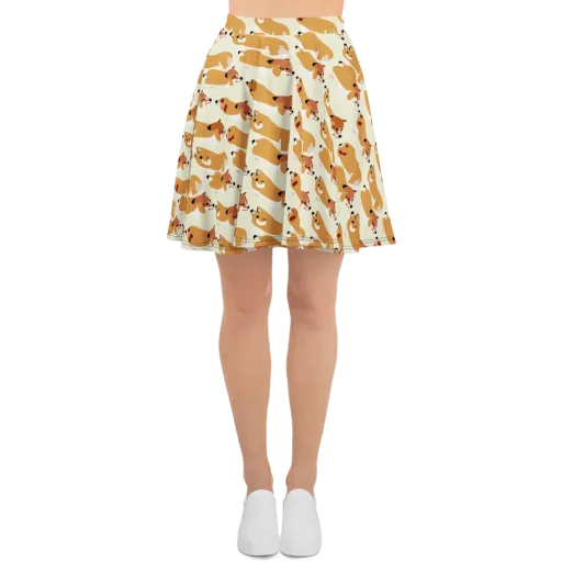 Butterscotch Pups on a Skater Skirt