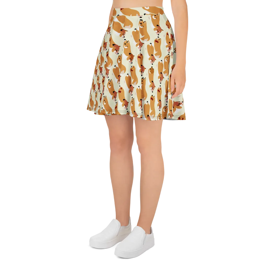 Butterscotch Pups on Skater Skirt — Left