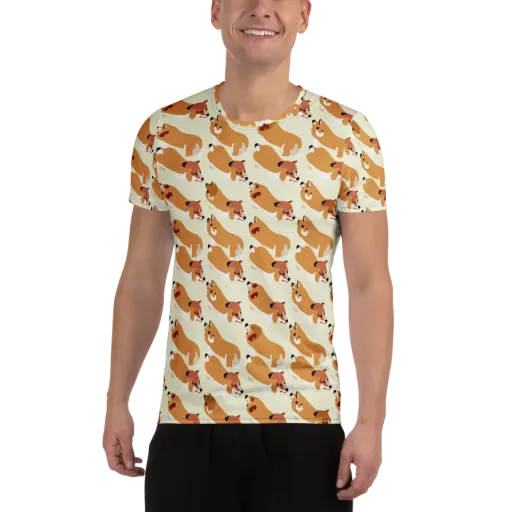 Butterscotch Pups on a Men's Athletic T-Shirt
