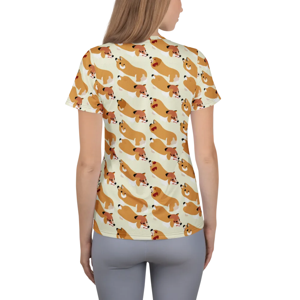 Butterscotch Pups on Women's Athletic T-Shirt — Back
