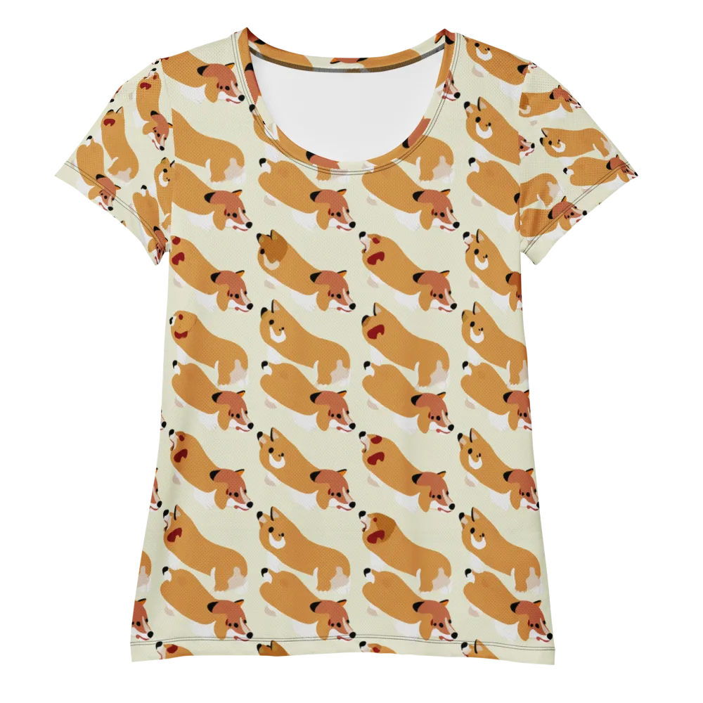 Butterscotch Pups on Women's Athletic T-Shirt — Front