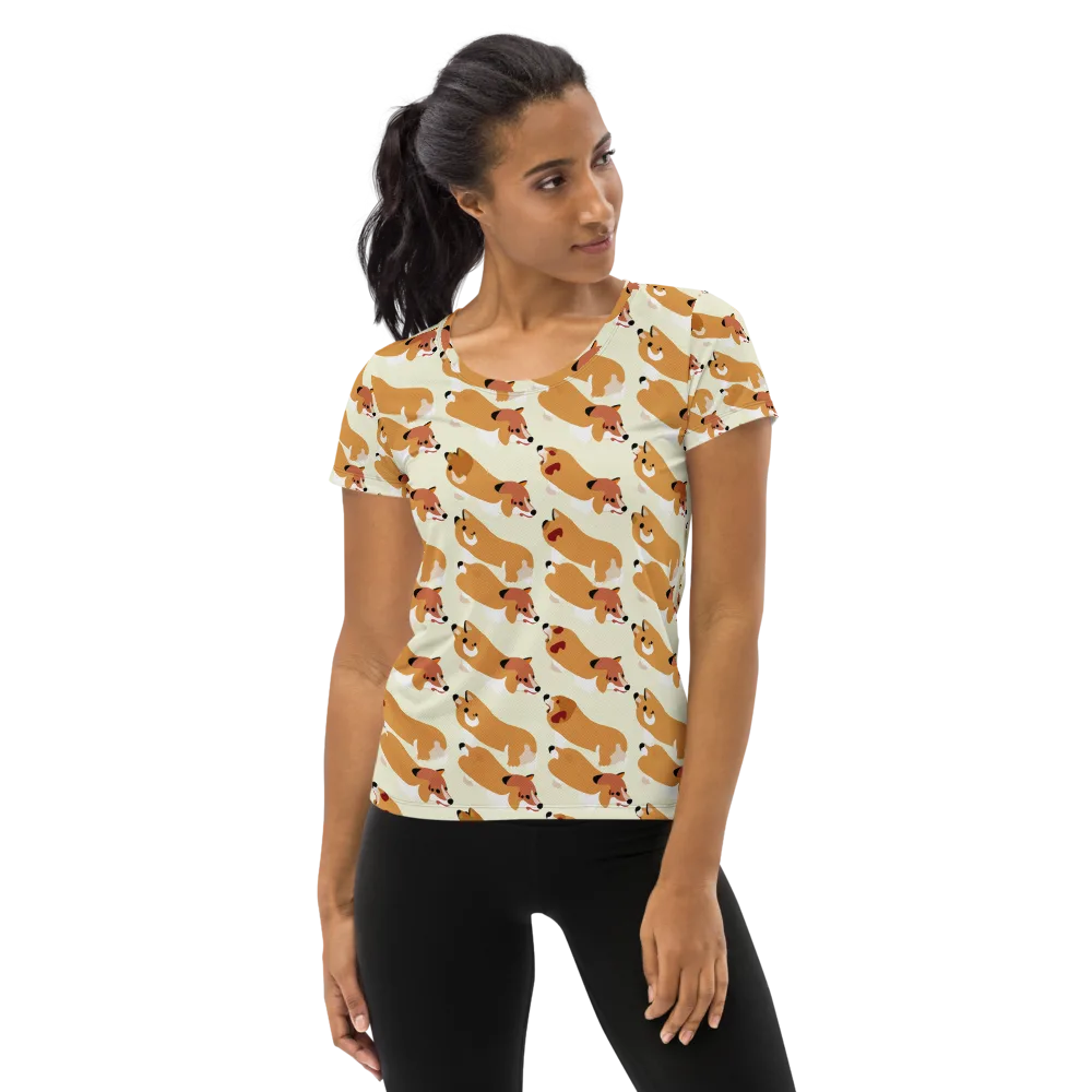 Butterscotch Pups on Women's Athletic T-Shirt — Front