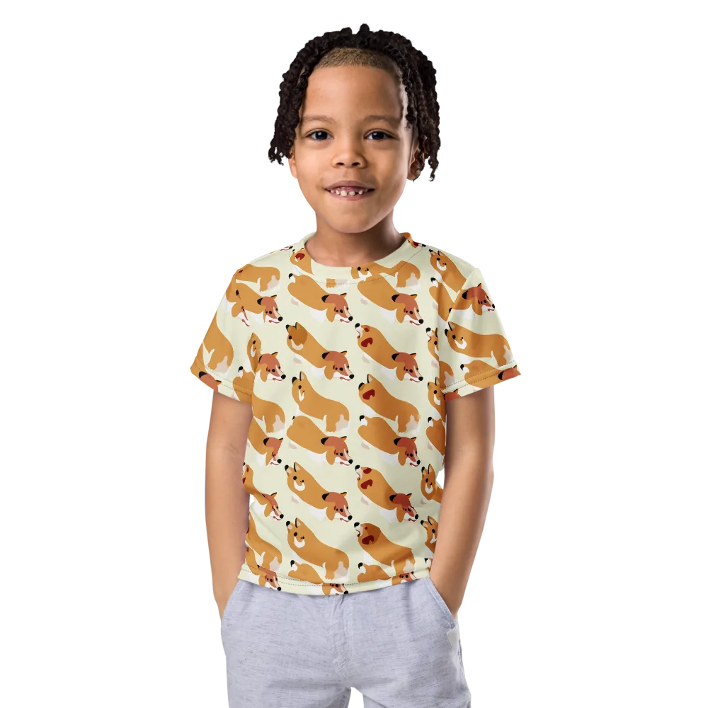 Butterscotch Pups on Kids Crew Neck T-Shirt — Front