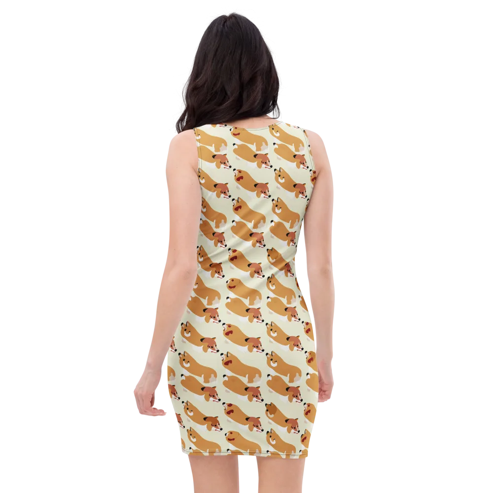 Butterscotch Pups on Bodycon Dress — Back