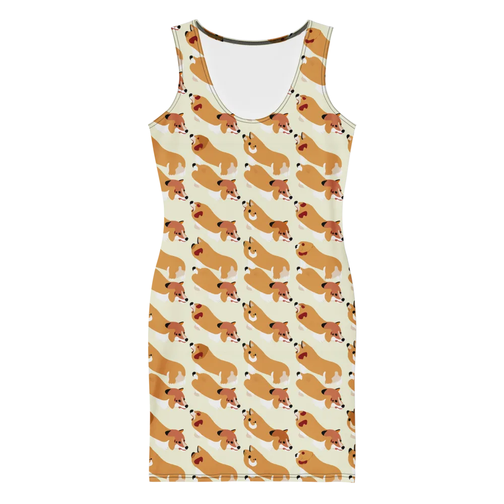 Butterscotch Pups on Bodycon Dress — Front