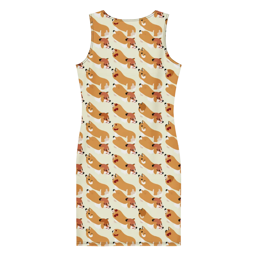 Butterscotch Pups on Bodycon Dress — Back