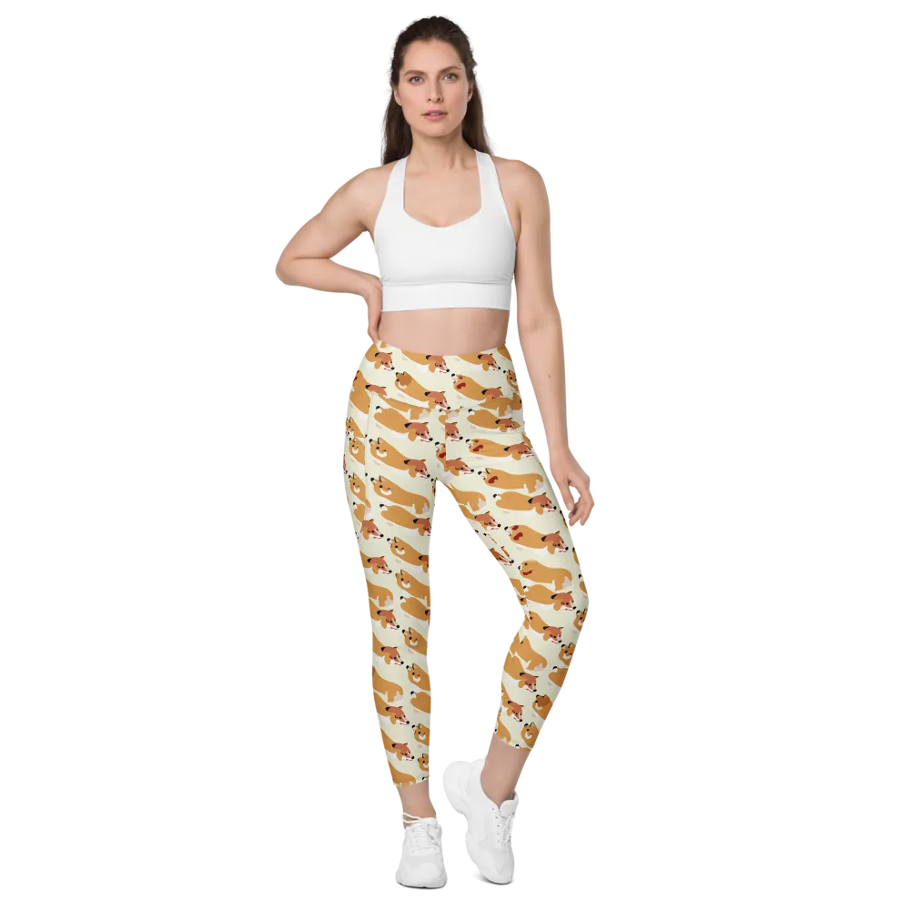Butterscotch Pups on Leggings with Pockets — Front