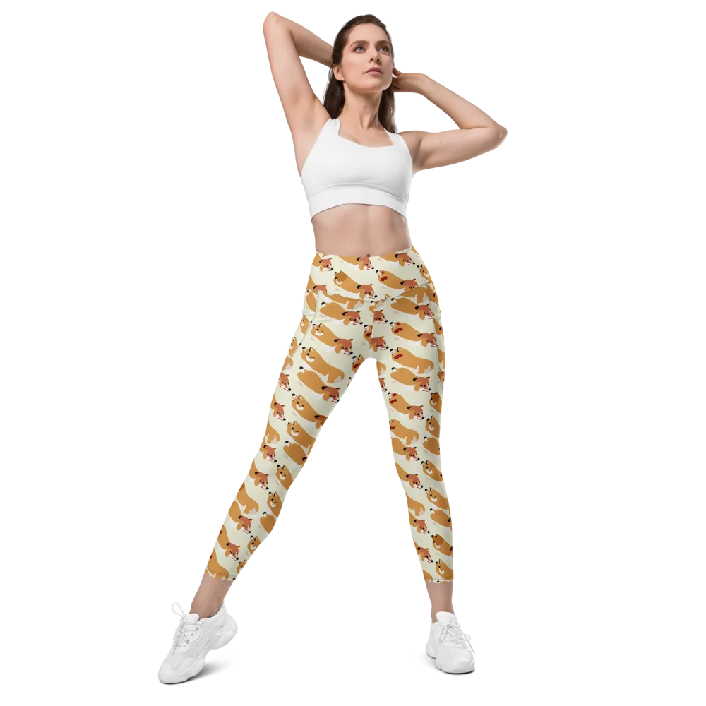 Butterscotch Pups on Leggings with Pockets — Front