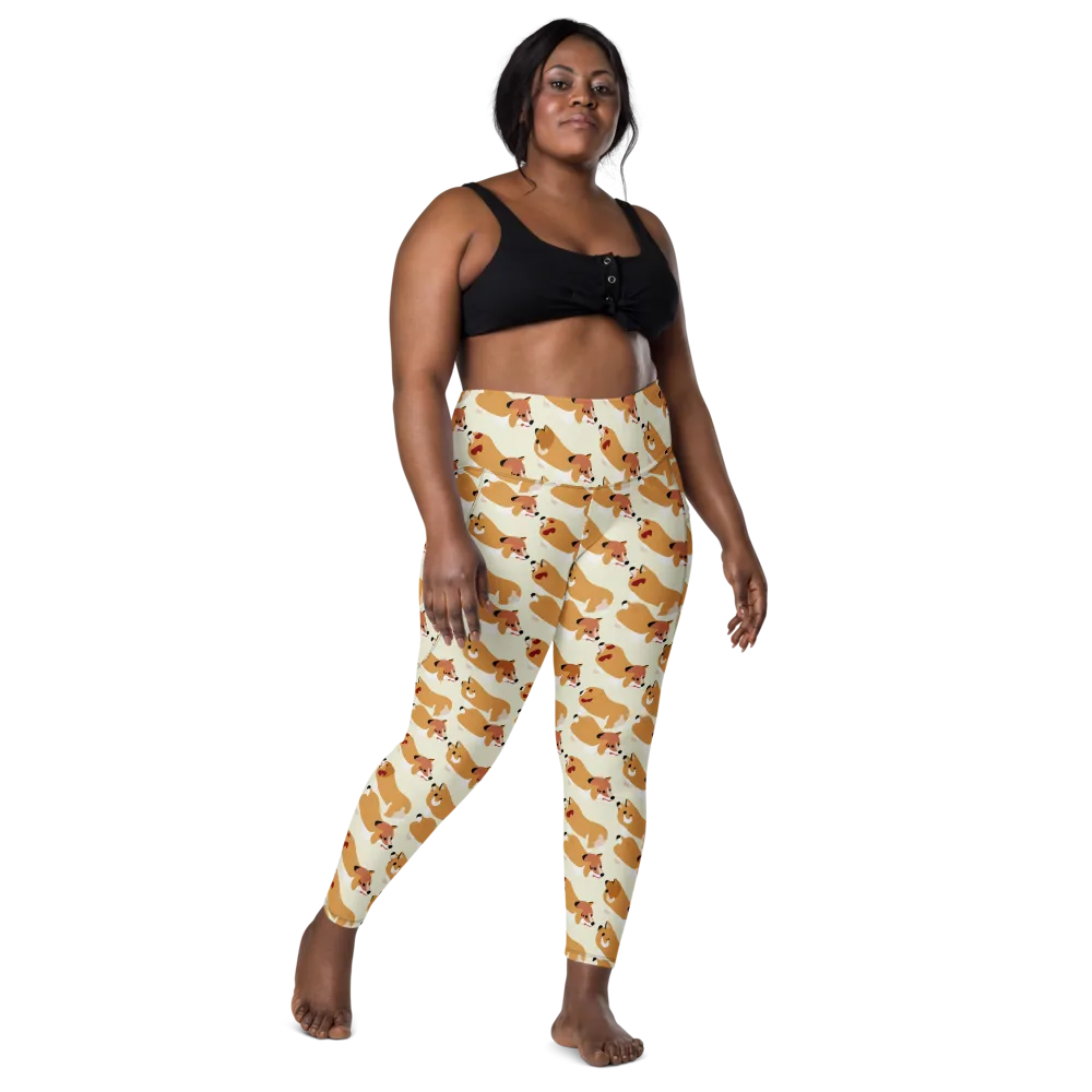 Butterscotch Pups on Leggings with Pockets — Front