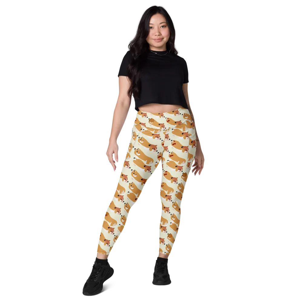 Butterscotch Pups on Leggings with Pockets — Front