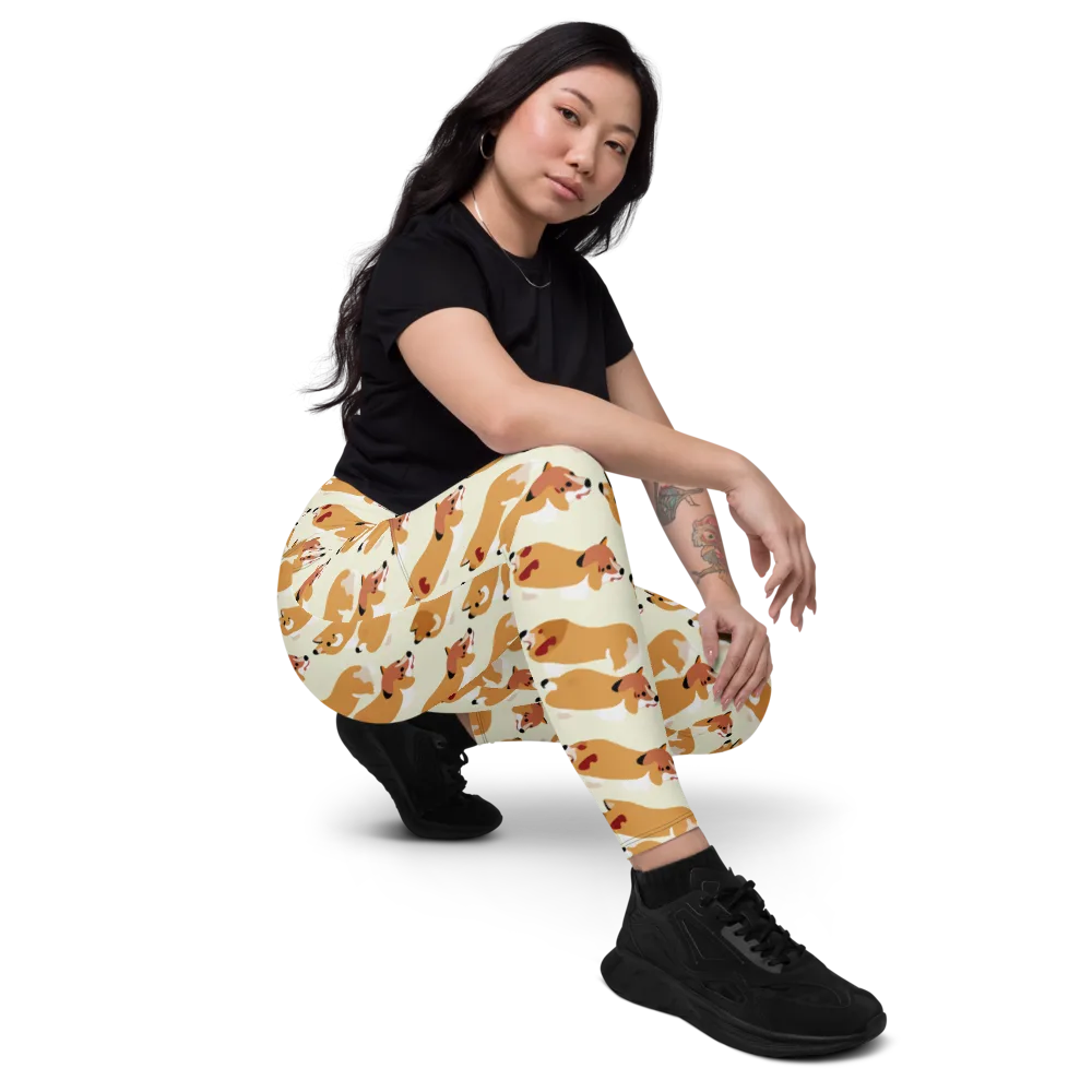 Butterscotch Pups on Leggings with Pockets — Right Front
