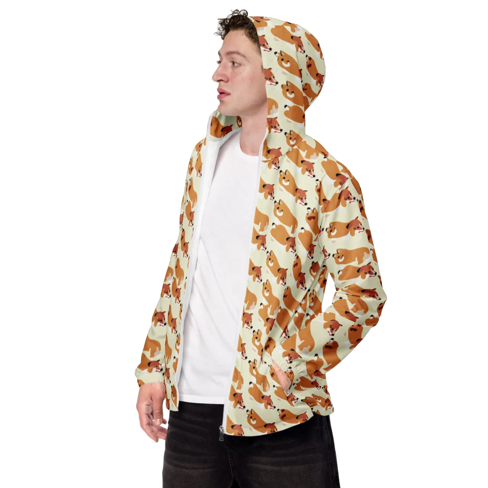 Butterscotch Pups on Men's Windbreaker — Left Front
