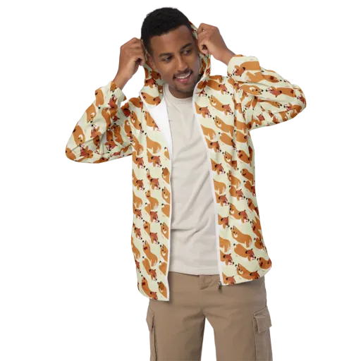 Butterscotch Pups on a Men's Windbreaker