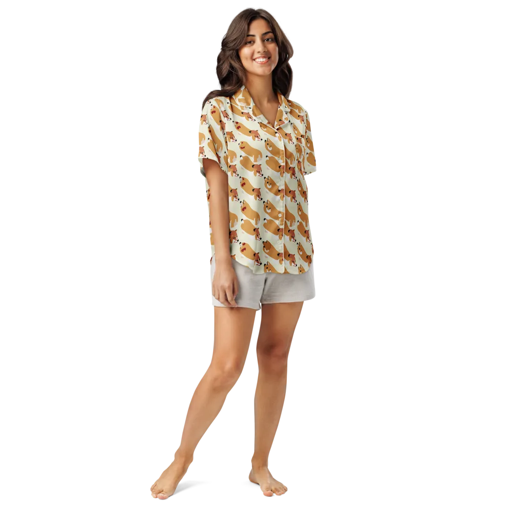 Butterscotch Pups on Women's Short Sleeve Pajama Top — Front