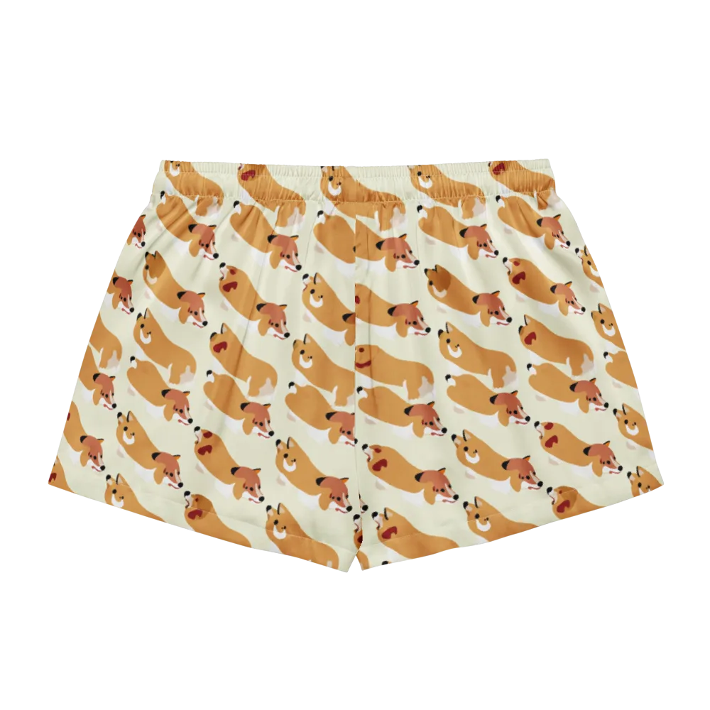 Butterscotch Pups on Women's Pajama Shorts — Back