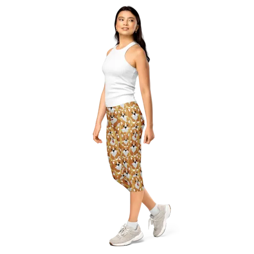 Amber Corgi Parade on a Capri Leggings