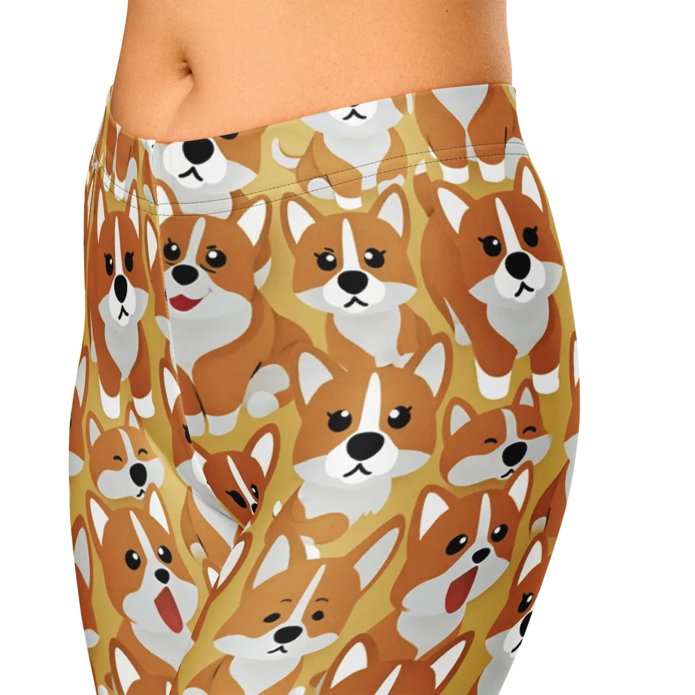 Amber Corgi Parade on Capri Leggings — Zoomed-in
