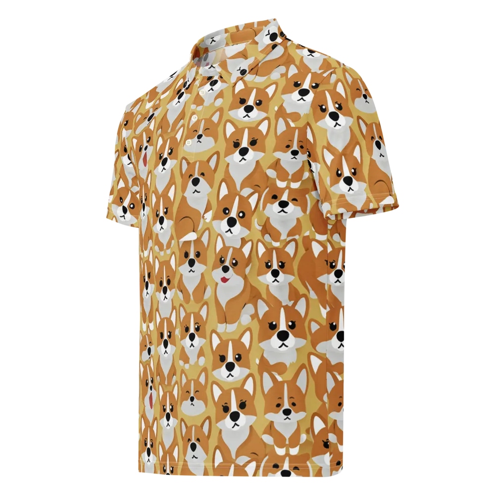 Amber Corgi Parade on Men's Slim Fit Polo Shirt — Left Front