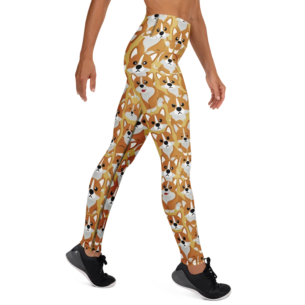 Amber Corgi Parade on Yoga Leggings — Right