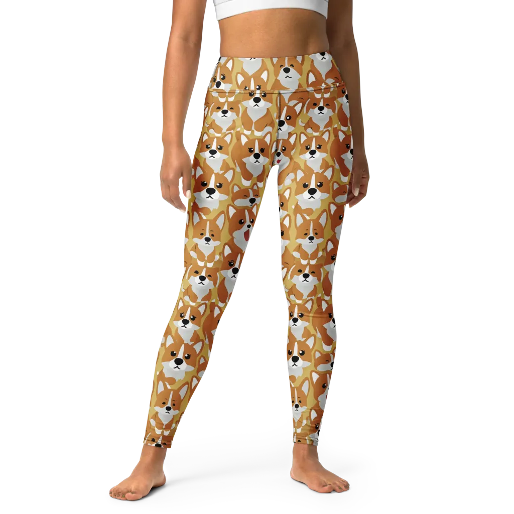 Amber Corgi Parade on Yoga Leggings — Front